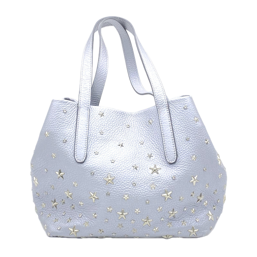 JIMMY CHOO Studded Handbag, Silver, Calf Leather, Women's